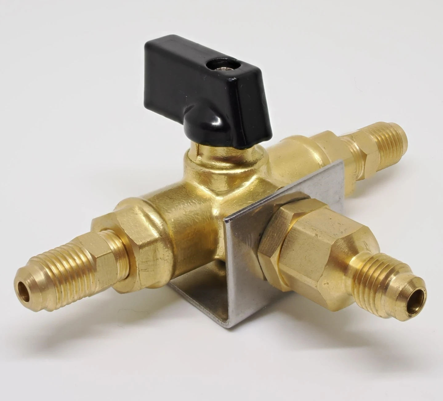 CO2 Changeover Valve with 1/4' Male Flare Threads Gas Check Brass Standard Change Over 3-way Valve