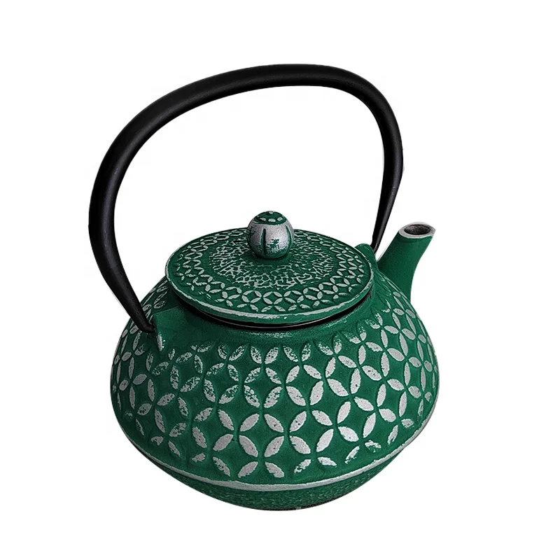 Chinese Teaware Set Instant Hot Water Kettle Green Cast Iron Teapot with Filter