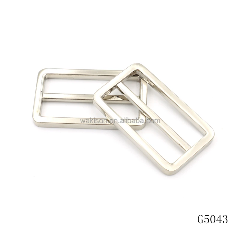 Good Quality bag hardware manufacturer blank flat square adjuster buckle 38mm metal sliding bar buckle