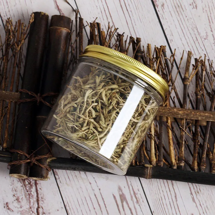 Kitchen Grain Pickle Round Food Storage Clear PET Jar with Gold Lid