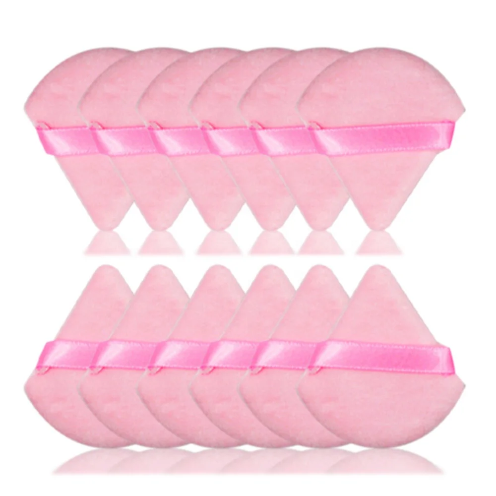 Wholesale Pink White Black High Quality Velvet Cotton Cosmetic Powder Puff Triangle Powder Makeup Puff