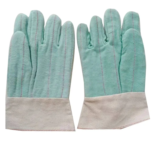 High Quality Cotton Canvas Safety Gloves Double Palm Straight Thumb Heat Resistant Fireproof Petroleum Resistant