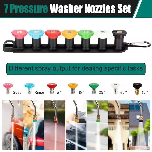 4500 PSI Set of 5 with Nozzle Holder Multiple Degrees Rinse 1/4 Quick Connect Accessories