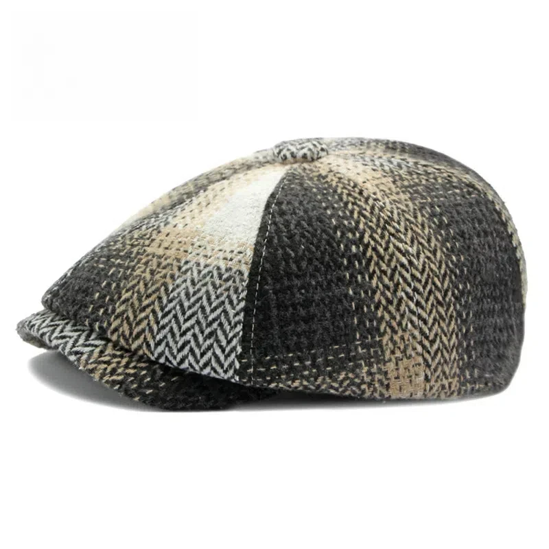 Factory Custom Windbreak Tartan Pattern Ivy Cap Driving Thick Sublimated Beret Painter Hat Art Casual Fashion Newsboy Caps