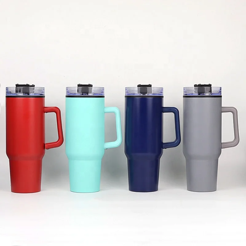 Wholesale Stainless Steel 40 oz Tumbler with Handle and Straw Lid