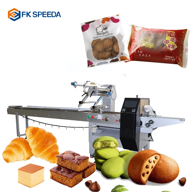 Donut bun toast pie packing machine pizza chapati pita bread packaging machine mushroom tray cake wrapper cake packing machine