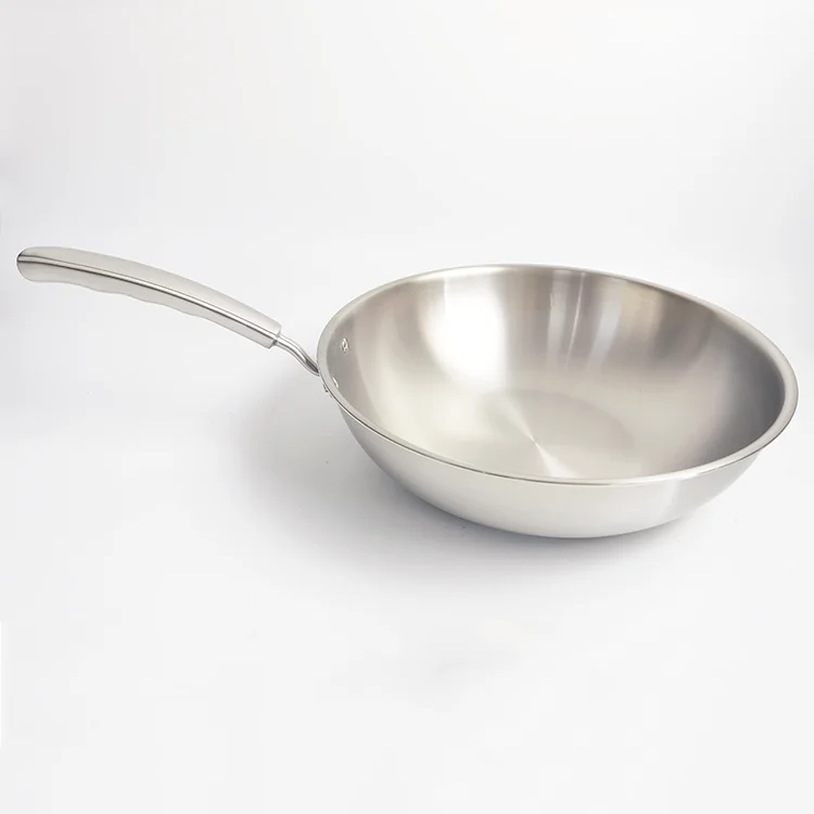 Classic Stainless long handle Skillet Fry pan Kitchen Cookware titanium alloy Hand Cooking Pan
