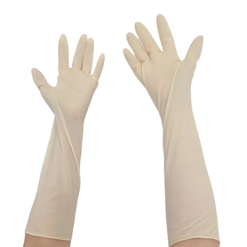 CE2777 16inch Industrial Disposable Grade 10 Extra Long Sterile Custom Logo Safety Latex Cleanroom Gloves