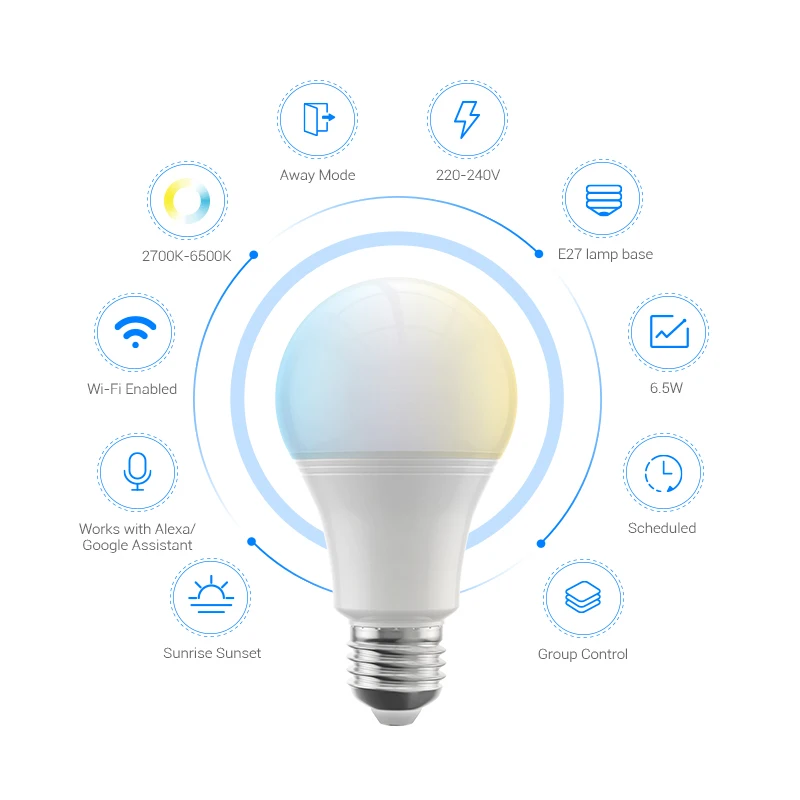 BroadLink Smart WiFi LED Bulb 6.5W Dimmable Compatible With Alexa and Google Assistant Smart Led Bulb