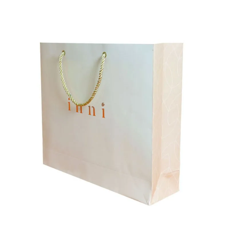 KM Custom Printed Luxury Branded Gift Shopping Paper Bag With Ribbon Handle For Clothing Shoe Packaging
