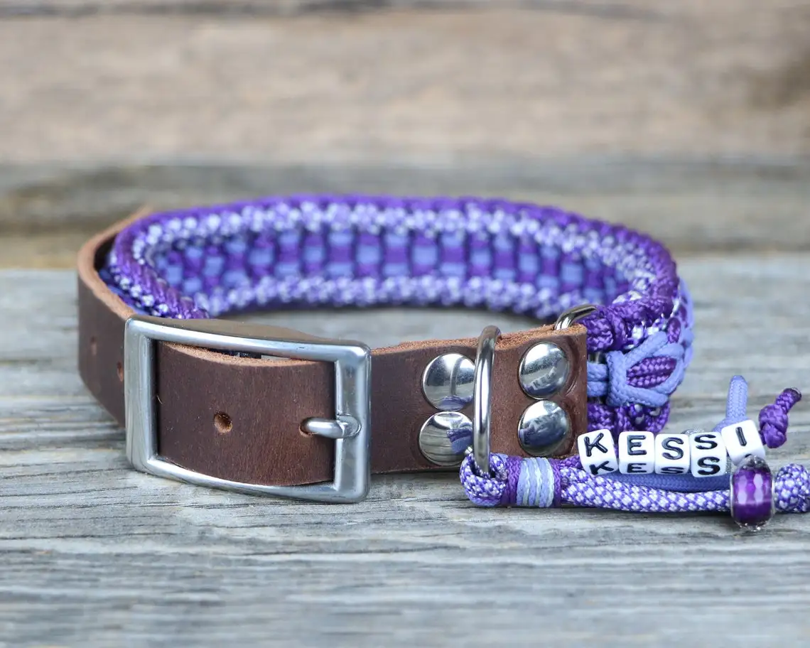 Custom Paracord Bracelet adjustable fashion  handmade  beautiful dog collar with High Quality  leather adapter