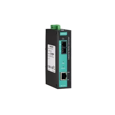 MOXA IMC-21A-S-SC Industrial 10/100BaseT(X)-to-100BaseFX Media Converter