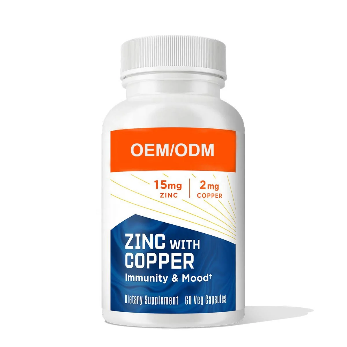 Private Label Zinc with Copper Capsules Vitamin Minerals and Antioxidant Supplement for Immunity and Mood