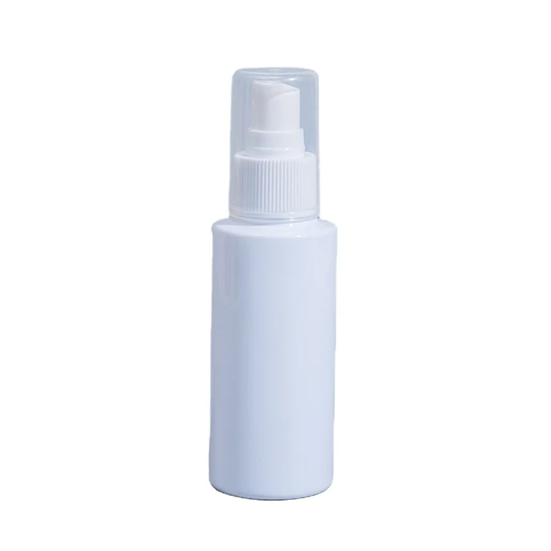 Wholesale Flat Shoulder White PET 100ml Mist Spray Bottle Cosmetics Skin Care Shampoo Containers