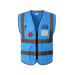 custom multi pocket road safety work vest high visible  reflective safety vest