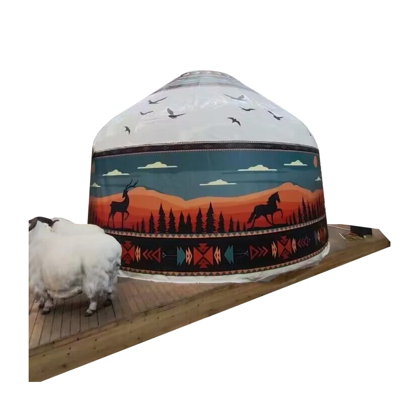 14M Large non-fading canvas mongolian yurt bell camping steel wood yurt ger tents