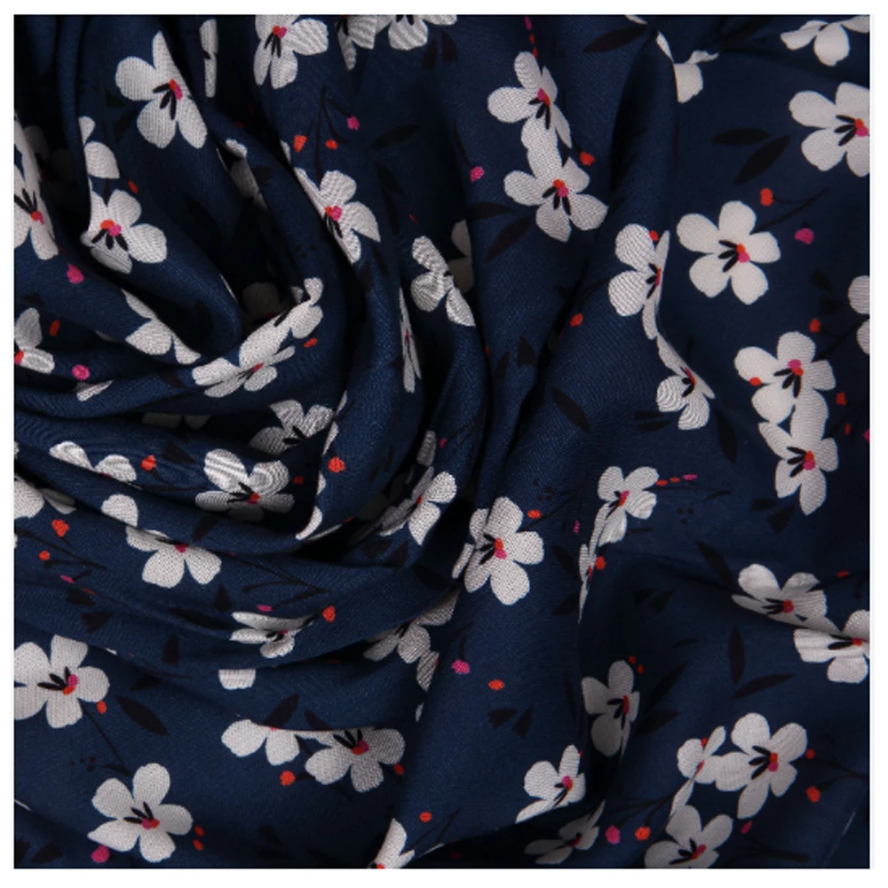 Custom wholesale viscose rayon cotton knitted floral pattern digital printed fabric for baati somali clothing dresses