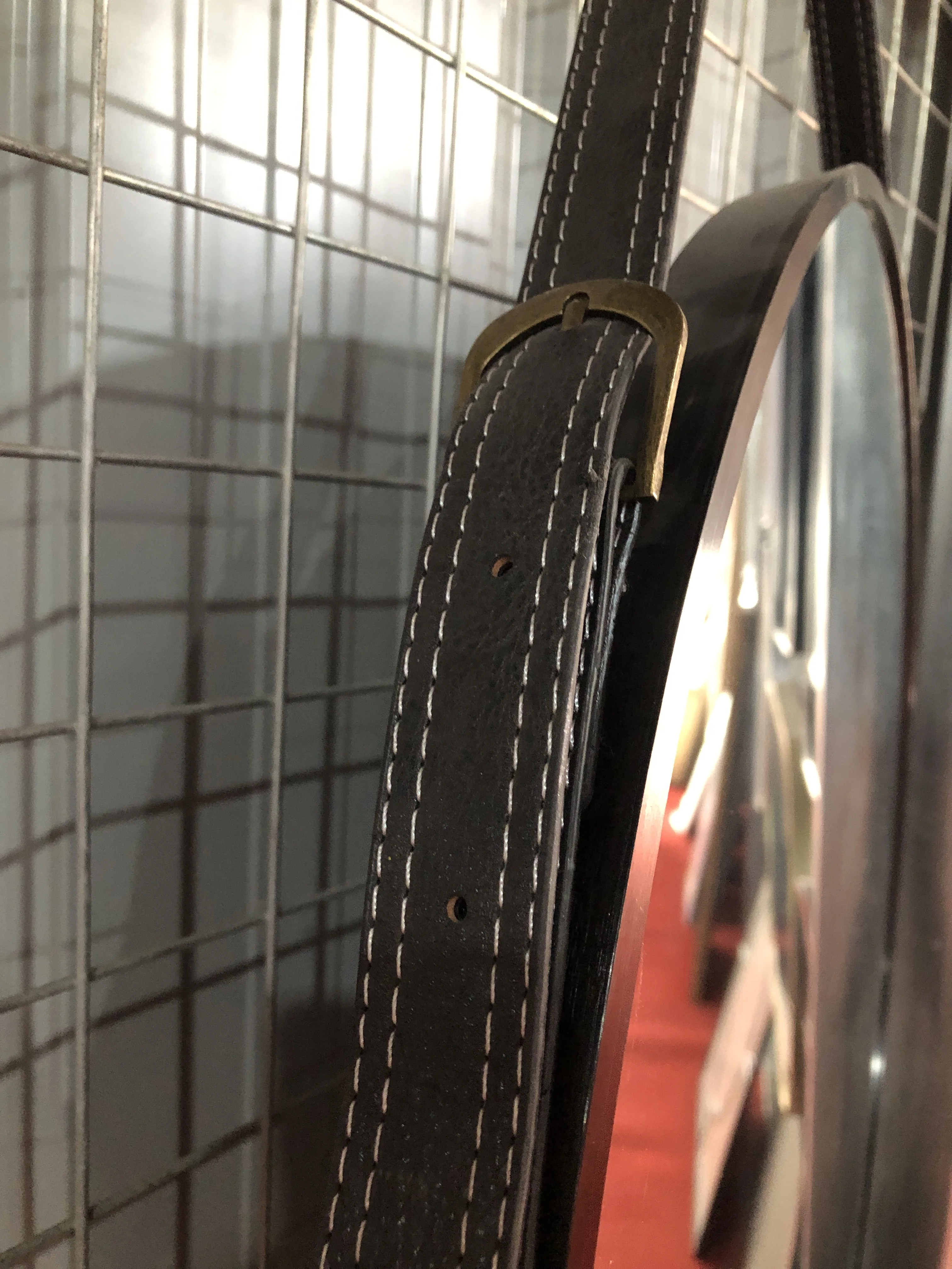 40 50 60cm Round Aluminum frame  Mirror frame with leather Chain Hanging Makeup Bathroom Wall Mirror Decor espejo spiegel