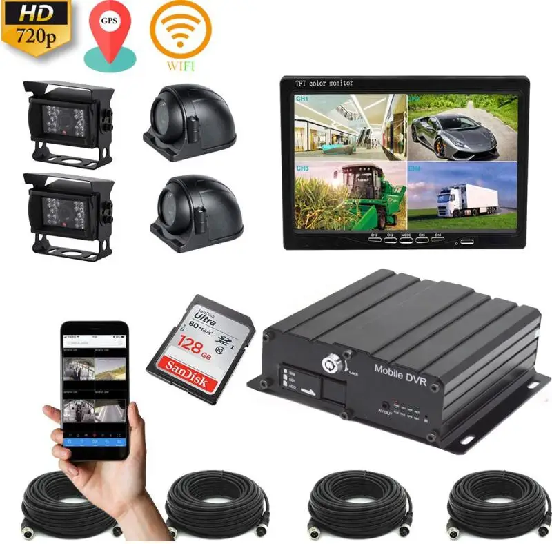  SD-карта MDVR мобильный видеорегистратор для транспортных средств 4 канала в режиме реального времени CCTV H.264 720P Автомобильный 4g Wi-Fi