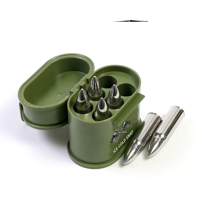 Новый дизайн Лидер продаж 6 шт. набор многоразовых кубиков льда в форме пули с коробкой для боеприпасов