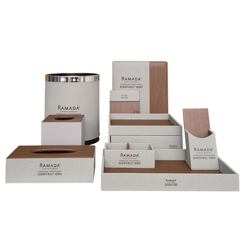 Star hotel supplies leather dental box note book service guide toiletries box remote rack tissue organiser
