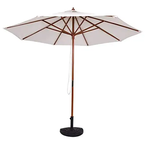 Outdoor Patio Sun Shade Umbrella Garden UV Protection  Wooden Umbrella