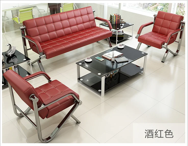 Business Sofa Furniture Set Coffee Table Combination Furniture Modern Simple Reception Room Meeting Area Leather Small Sofa