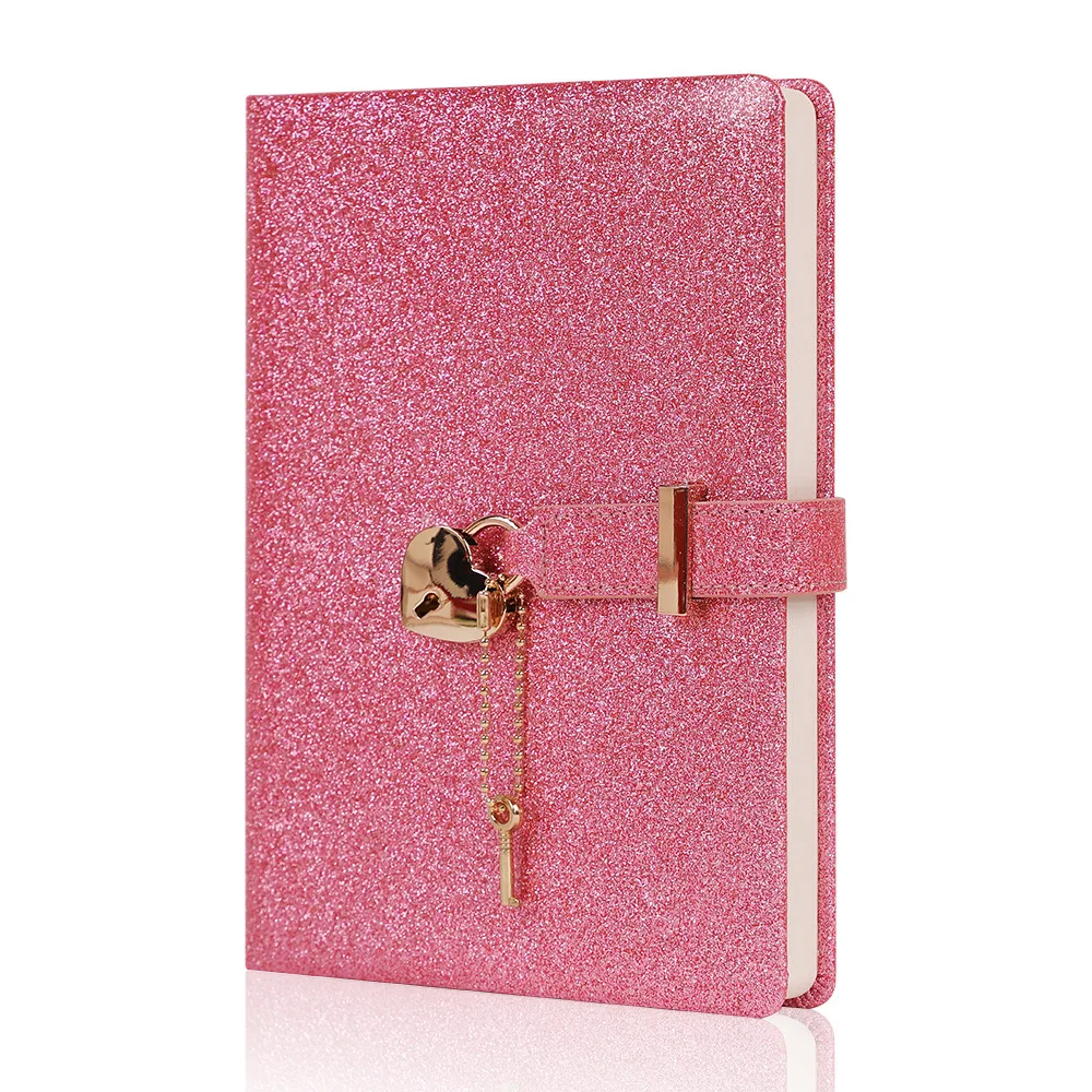 Sweet Girls Journal Notebook with Love Lock Customized Logo PU Leather Hardcover Dairy Planners