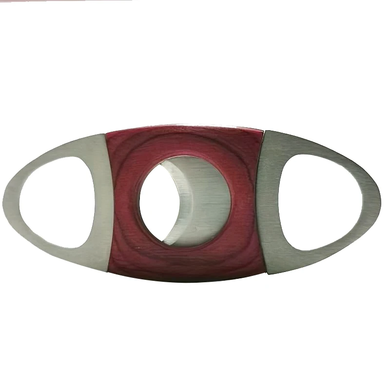 Smoking Accessories Custom Logo Wood Shell Cigar Cutter Stainless Steel Cigar Cutter