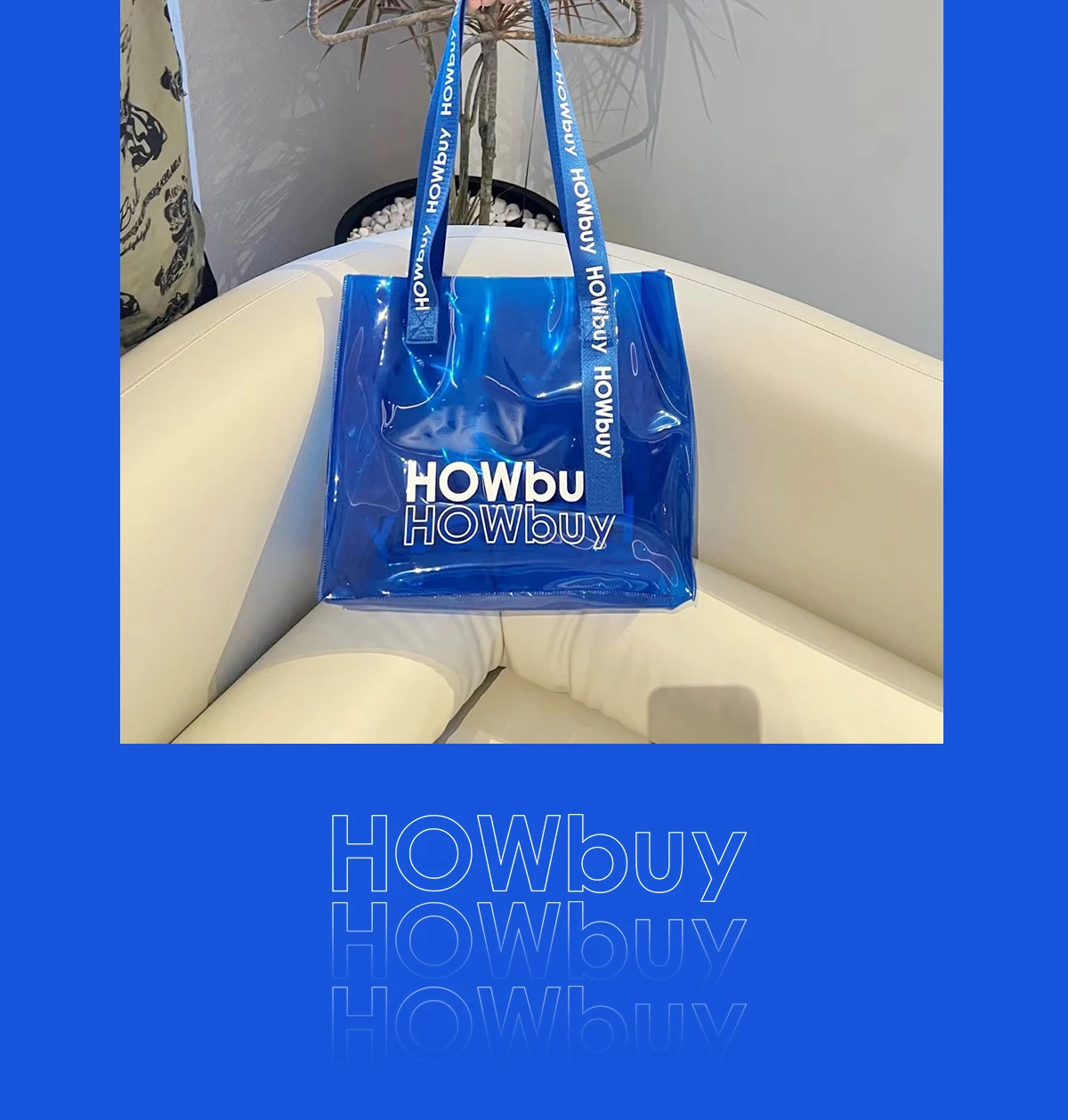 Custom Logo Reusable Waterproof PVC Jelly Hologram Clear Beach Radium handbag Shopping Tote Bag