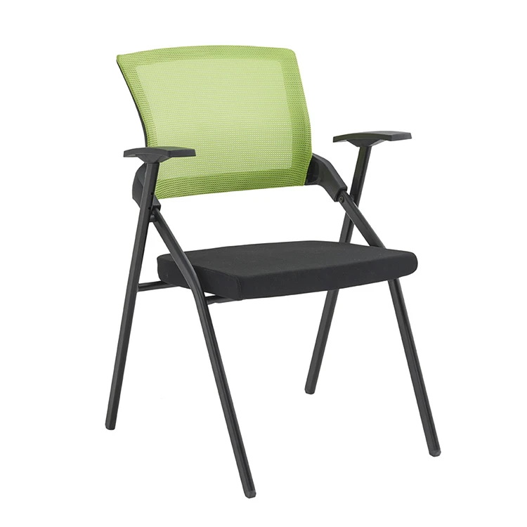 Folding Seat Mesh Meeting Conference Training Chair with Writing Pad Tablet and Cup Slot