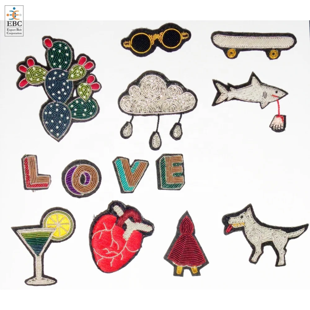 OEM French Bullion Flower Pins & Brooches Manufacturer Fashion Jackets Jeans Brooch Handmade Bullion Jewelry Patch Badge