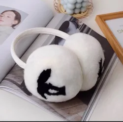 High quality adjustable natural rex  rabbit fur ear muff winter headwear fur ear muffs for cold fold ear protection