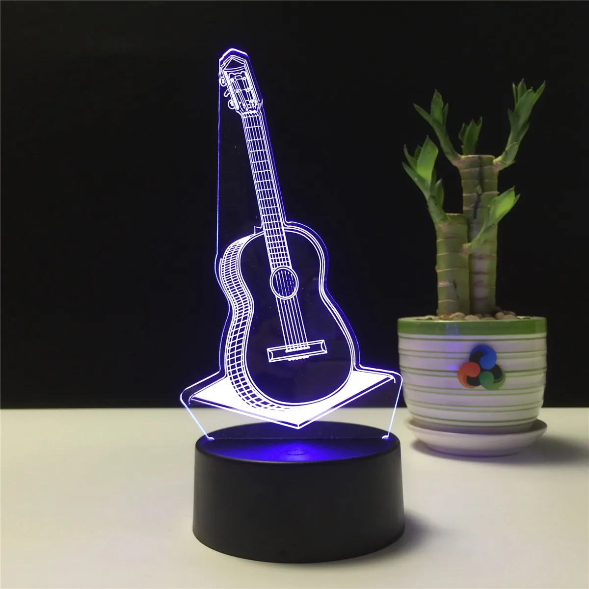 Guitar shape 3D illusion acrylic led night light