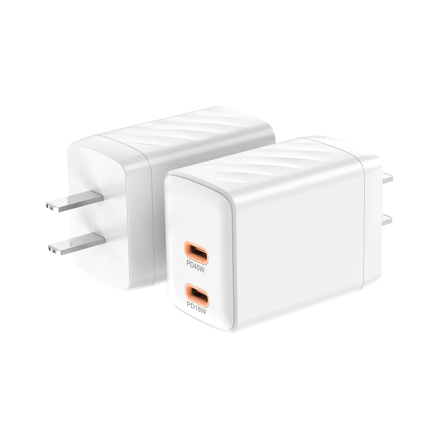 Dual type c super fast high-speed power brick 45W Charging wall charger QC3.0 PD3.0 for Samsung Huawei mobile travel adapter