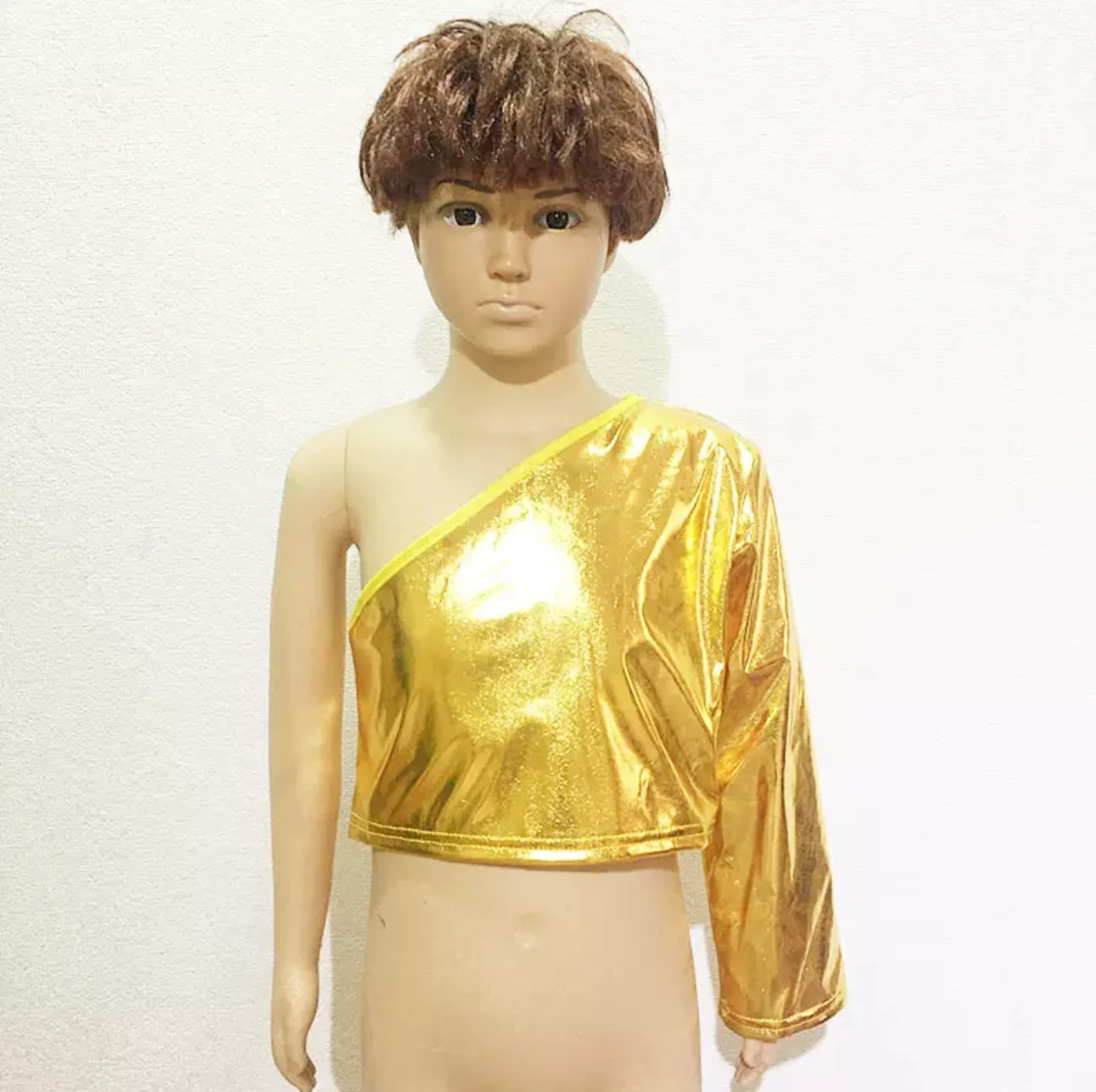 Stage cheerleading costume Boys Girls technology oblique shoulder long sleeve T-shirt single off-the-shoulder dress dance dress