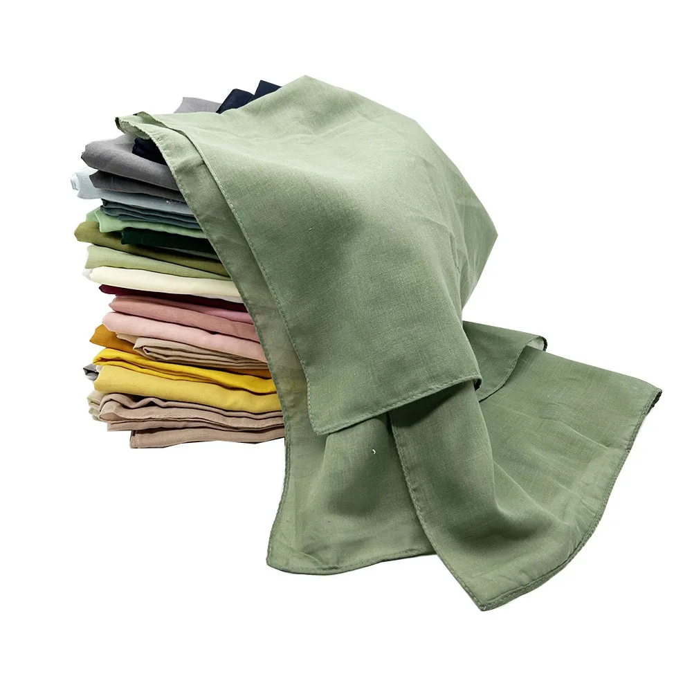New Solid colors Bawal cotton Headscarf Hijab 70 * 175 cm lightweight breathable scarf Muslim women sunscreen shawl Hijab