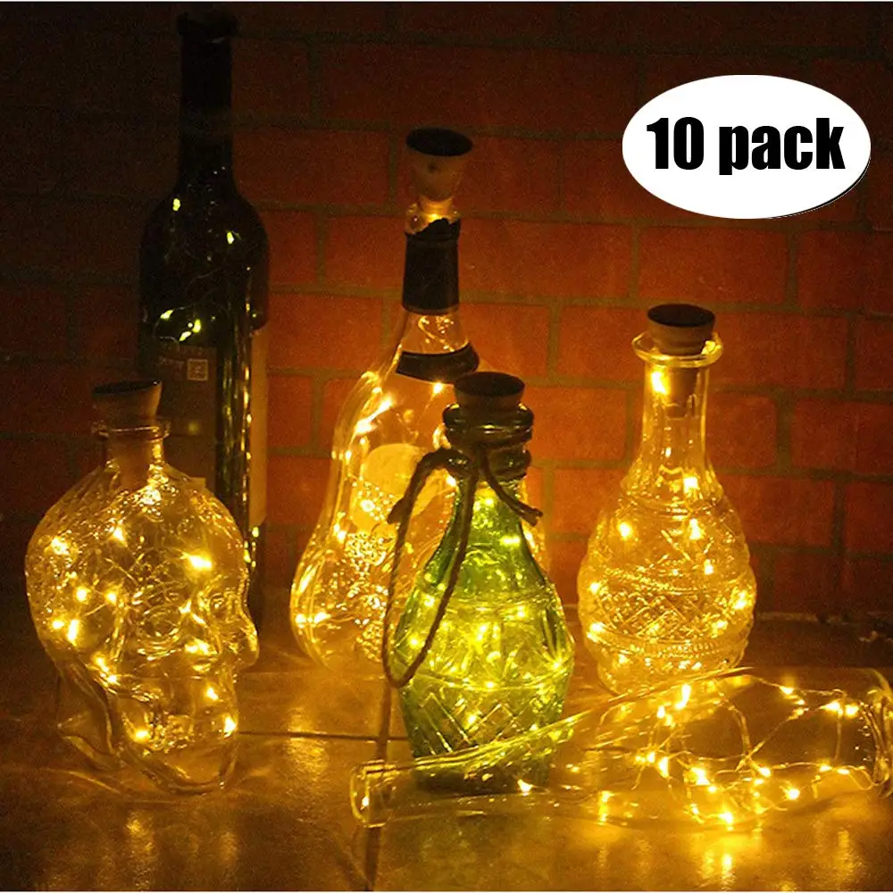 Solar 10 Pack 20LEDs light  78in 2M Solar fairy dewdrop Bottle Cork Stopper String Light  Wedding  xmas Copper Wire rice lights
