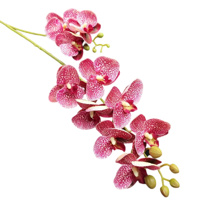 Faux Flower Plants 3D Printing 10 Heads White Orchid Artificial Phalaenopsis Butterfly Orchid