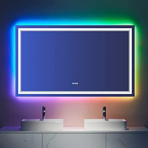 Magic smart mirror blue tooth illuminated mirror bathroom led mirror with clock display RGB color running lamp