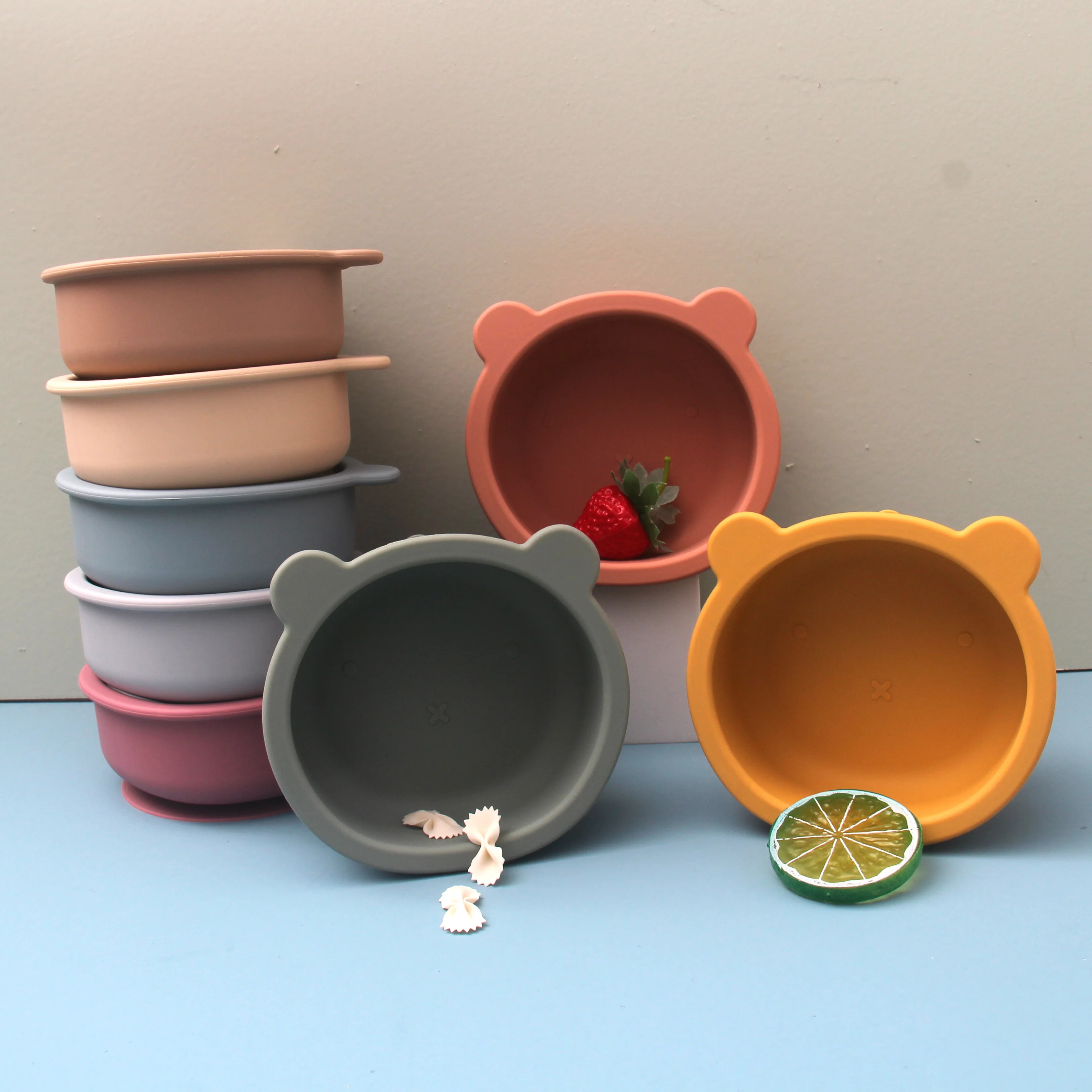 Soft Suction Food Grade Silicone Baby Bowl and Spoon for Kids