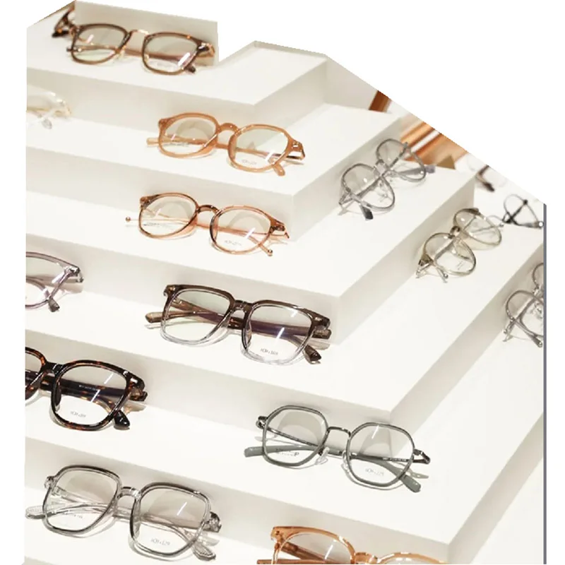 Fashionable and Elegant Glasses Store Customized Circular Glasses Display Cabinet with Multi layer Painted Display Frame