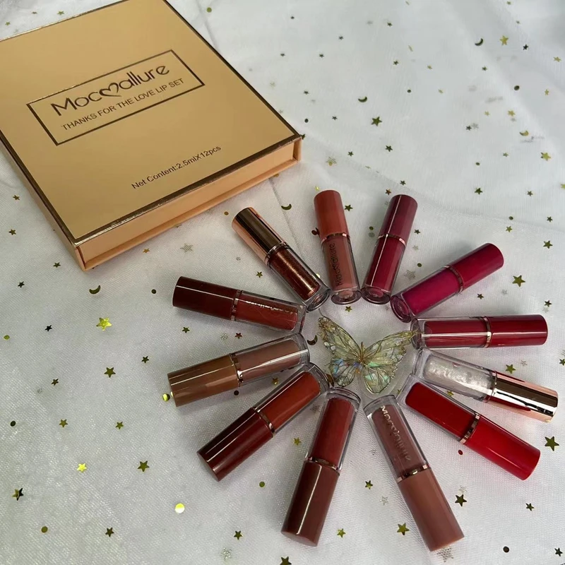 2023 New Lipstick 12 Color Long lasting Moisturizing Easy to Color Lipstick Set High Color Waterproof Lipstick