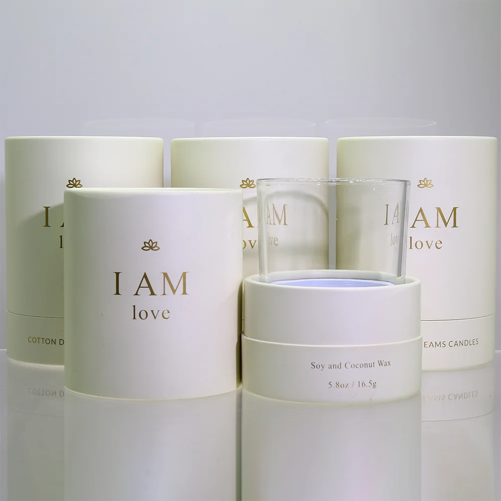 Custom Cardboard Container Handmade Soy Wax Private Label Luxury Candle Glass Jar Box Tube Packaging for Cosmetics