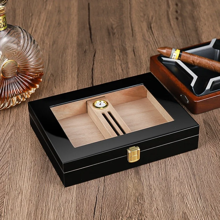Cigar portable box piano lacquer 16 pack sealed lock cigar moisturizing cigarette box
