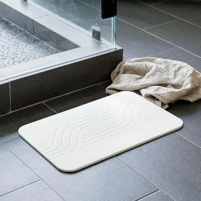 Quick Drying Floor Mat Super Absorbent Diatomaceous Earth Bath Mat 60x39cm Novelty White Sustainable mat
