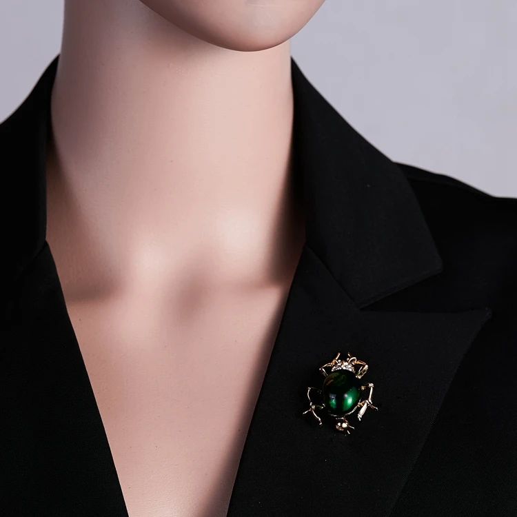 Rinhoo Fashion Rhinestone Crystals Enamel Animal Beetle Girls Brooch For Women