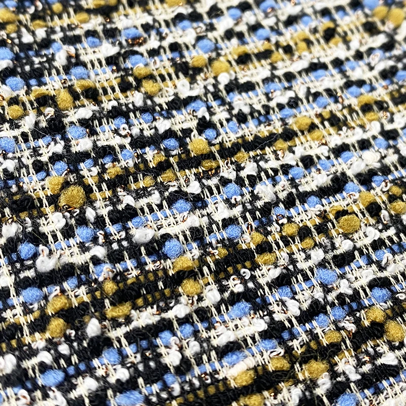 Harvest knitted polyester rayon spandex colorful boucle lurex tweed fabric for coat and jacket