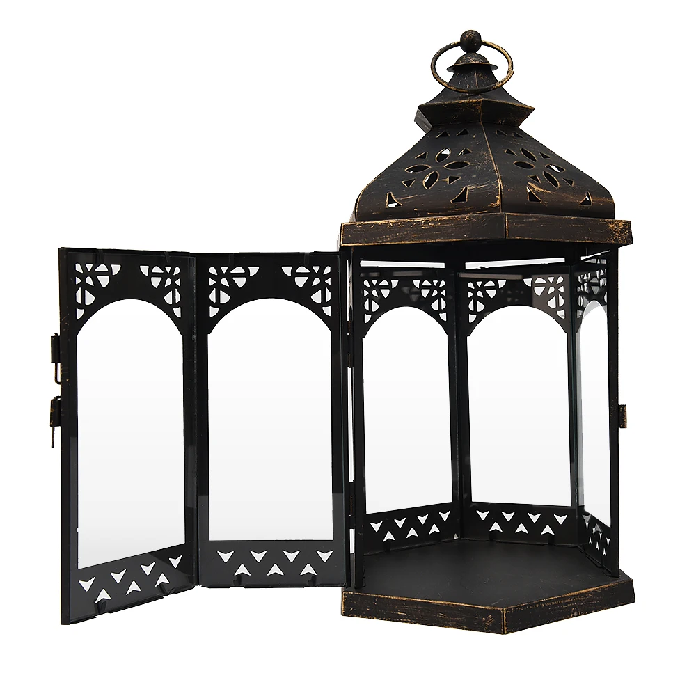 
Hotselling home decoration hexagon moroccan metal candle lantern 