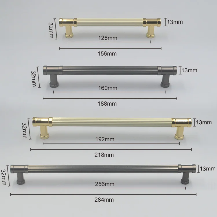 Wholesale Luxury Cabinet Drawer Aluminum Handle Zinc Alloy Door Handles Black Wardrobe European Handle Gold